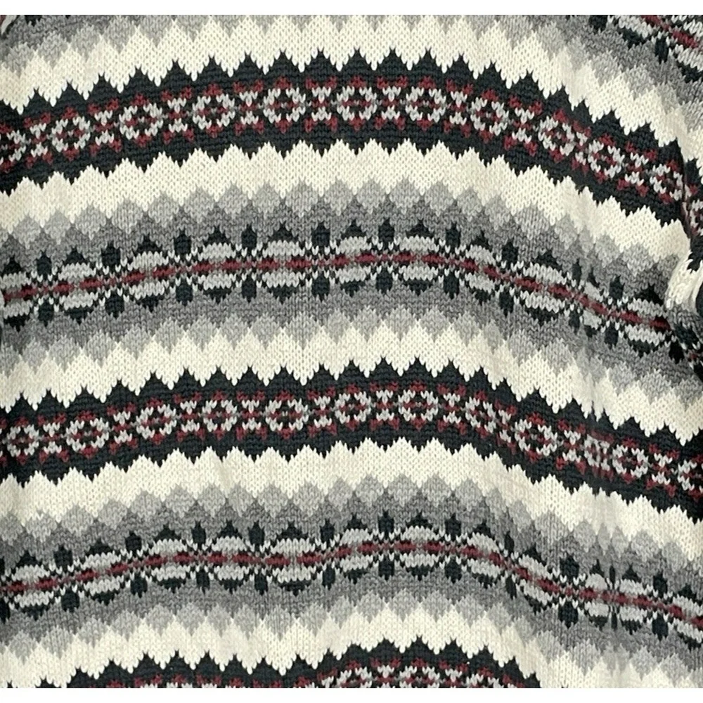 Y2K Geoffrey Beene Nordic Fair Isle 100% Cotton Sweater Mens L‎ Cabincore Preppy